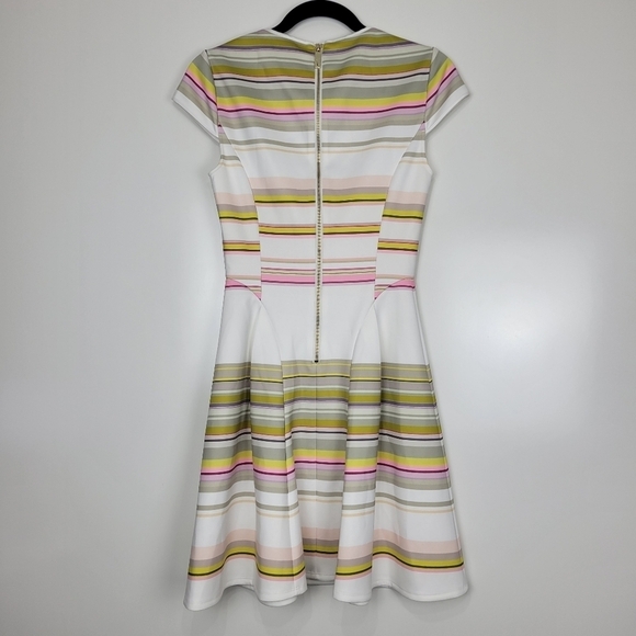 Ted Baker Aquai Skater Dress in Carousel Stripe with Gold Zipper Size 1 - Picture 5 of 14